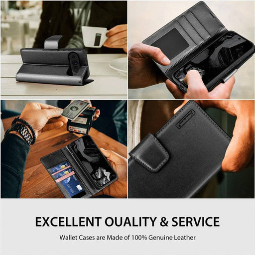 Hanman PU Flip Leather Wallet Cover Case for Google Pixel 9 Pro XL - Black - JPC MOBILE ACCESSORIES