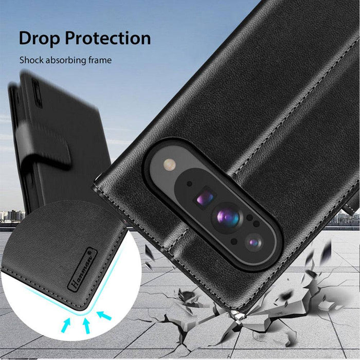 Hanman PU Flip Leather Wallet Cover Case for Google Pixel 9 Pro XL - Black - JPC MOBILE ACCESSORIES