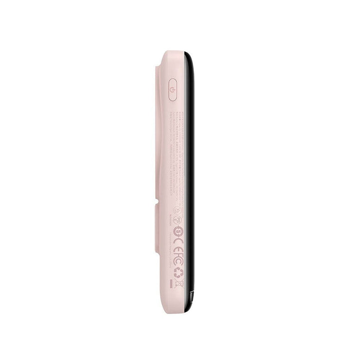 Baseus power bank with LED screen displaying charging progress and battery status.