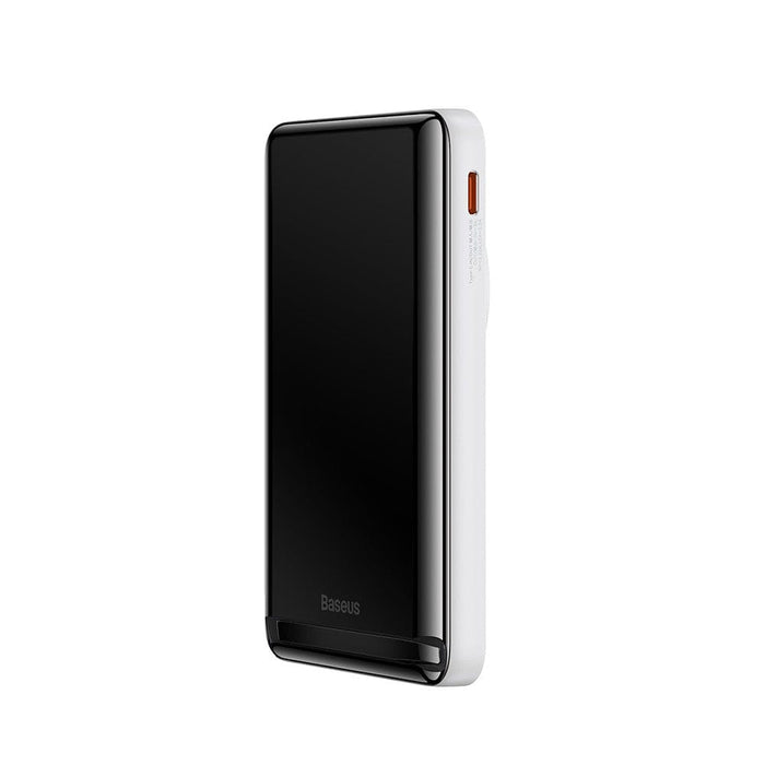 Baseus power bank with USB and USB Type-C ports for versatile charging.