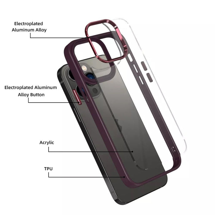 Metal Camera Lens Transparent Protection Shockproof Case for iPhone 15 Pro