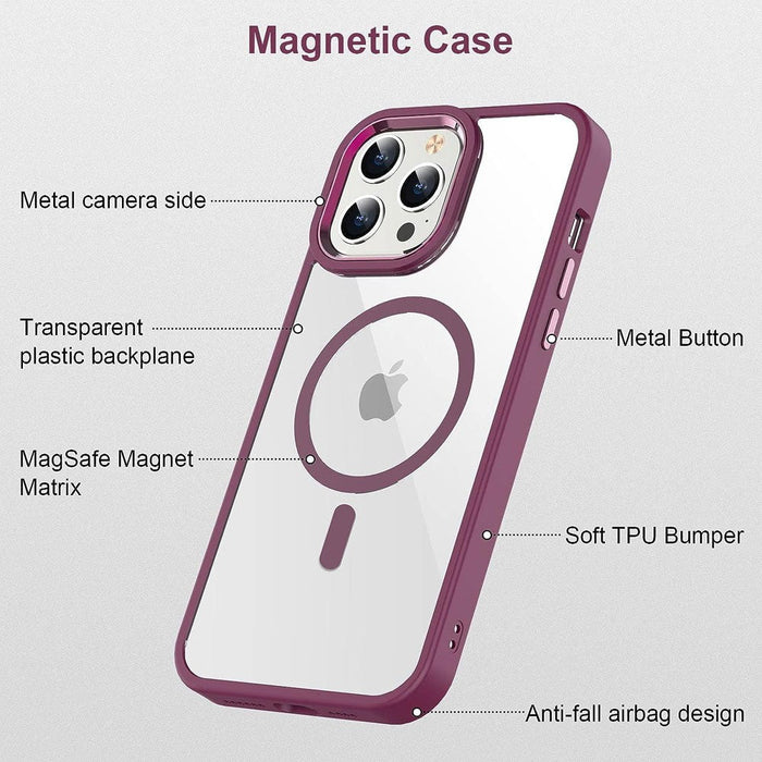 Redefine Metal Camera Lens Magnetic Transparent Magsafe Case for iPhone 15 Pro