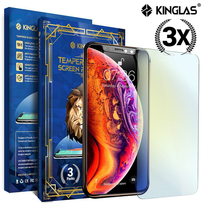 Kinglas 3 PCS 2.5D Anti Blue Light Standard Tempered Glass Screen Protector for iPhone X / XS / 11 Pro