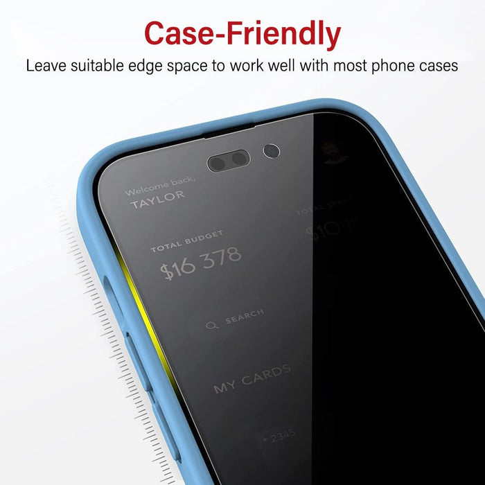 Kinglas case-friendly privacy glass edge clearance for iPhone 14 Pro