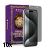 Kinglas iPhone 14 Pro privacy glass 10-pack and retail packaging