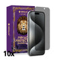 Kinglas iPhone 14 Pro privacy glass 10-pack and retail packaging