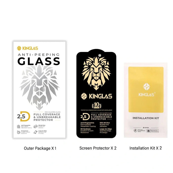 Kinglas 2 Packs 2.5D Full Coverage Silk Printing Privacy Tempered Glass Screen Protector for iPhone 18 Pro Full Coverage Protector JPC MOBILE ACCESSORIES