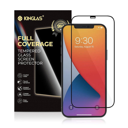 Kinglas 2.5D Full Coverage Silk Printing Black Edge Tempered Glass Screen Protector For iPhone 12 / 12 Pro Full Coverage Protector JPC MOBILE ACCESSORIES
