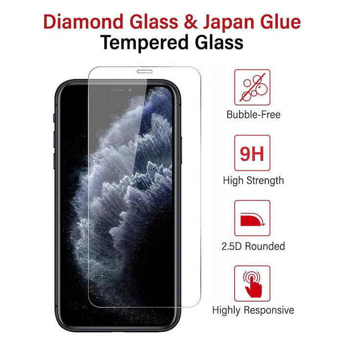 Bubble-free installation of Kinglas iPhone 12 mini screen protector using Japan glue technology with included microfiber cloth and alignment guide