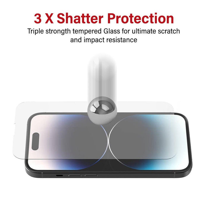 Demonstration of AF Plasma anti-fingerprint coating on Kinglas iPhone 16 Pro screen protector showing smudge resistance and crystal clarity