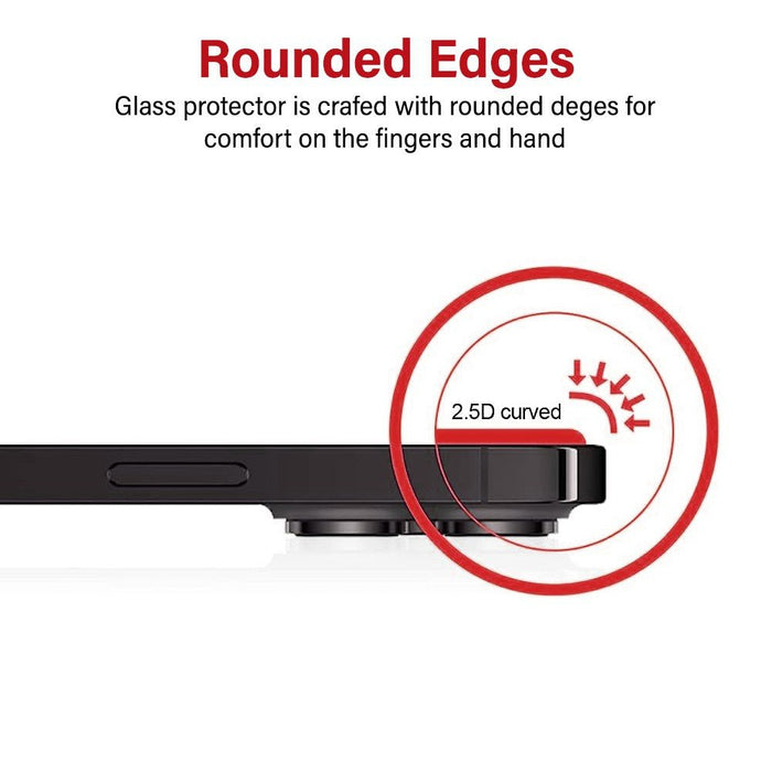 Close-up detail of Kinglas High Aluminum glass material showing 2.5D curved edges, 0.33mm thickness, and premium CSG construction