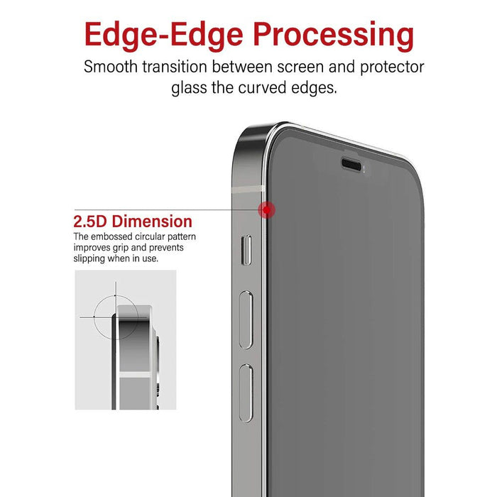 iPhone 16 Pro Max privacy screen protector demonstration showing 180 degree viewing angle technology blocking side view while maintaining clear front visibility for professional privacy protection in public spaces