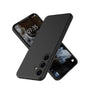 Liquid silicone Samsung Galaxy S25 Edge case in black showing PC shell construction and anti-slip texture
