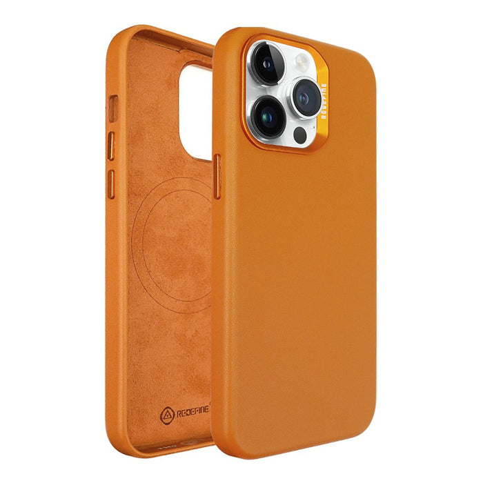 REDEFINE Metal Camera Lens PU Leather Magnetic Case for iPhone 15 Pro