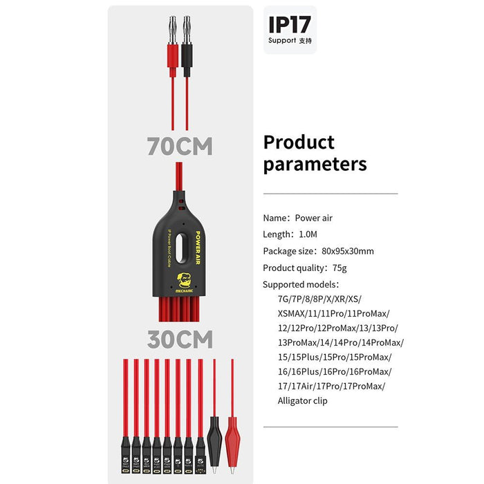 Mechanic Power Air iPhone Battery Boot Cable FPC DC Bench Power Supply Repair Tool 7 to 17 Pro Max Tools JPC MOBILE
