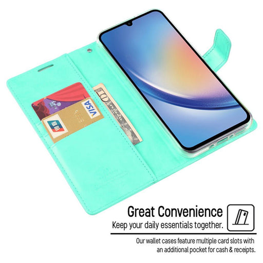 Mercury Blue Moon Diary Case for Samsung Galaxy A25 5G Wallet Case JPC MOBILE ACCESSORIES