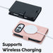 Mercury Blue Moon folio case shown beside a wireless charging puck