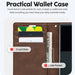 Wallet-case graphic showing card slots and a side pocket for cash or receipts