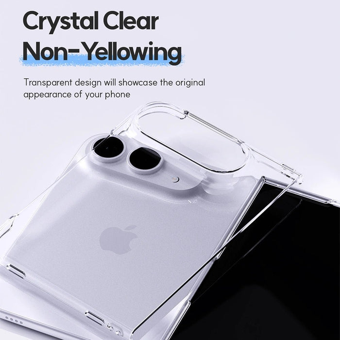Side profile of the transparent Mercury iPhone Duo case showing its slim hard-case edge and cut-outs