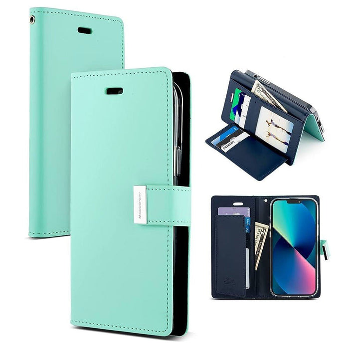Mercury Goospery Rich Diary Case iPhone 14 Wallet Flip Folio Leather Card Holder 9 Colours Wallet Case JPC MOBILE ACCESSORIES