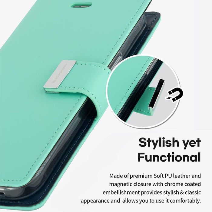 Mercury Goospery Rich Diary Case iPhone 14 Wallet Flip Folio Leather Card Holder 9 Colours Wallet Case JPC MOBILE ACCESSORIES