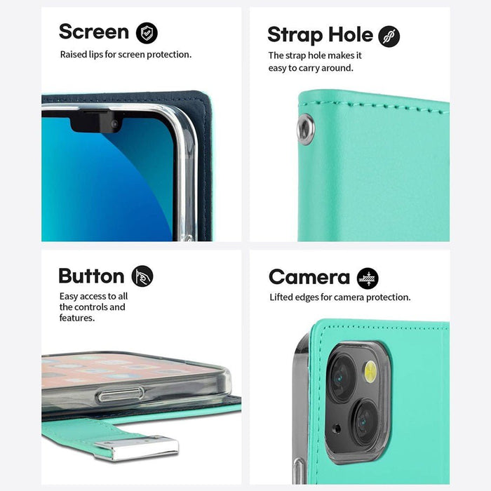 Mercury Goospery Rich Diary Case iPhone 14 Wallet Flip Folio Leather Card Holder 9 Colours Wallet Case JPC MOBILE ACCESSORIES