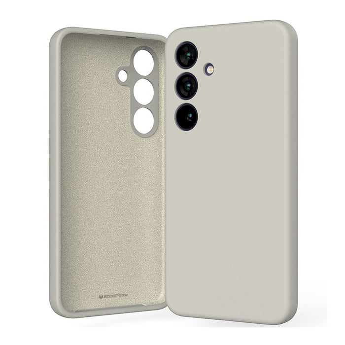 Mercury Galaxy S25 liquid silicone case in natural stone color with earthy sophistication
