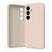 Mercury Galaxy S25 silicone case in pink sand highlighting baby smooth liquid silicone texture