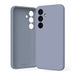Mercury Galaxy S25 silicone case in sophisticated grey displaying soft microfiber lining interior cushion