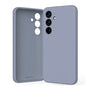 Mercury Galaxy S25 silicone case in sophisticated grey displaying soft microfiber lining interior cushion