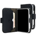 Black Mercury Premium folio wallet case for iPhone Duo shown open beside the fitted inner case