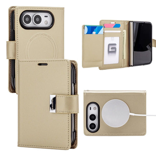 Mercury Rich Diary magnetic ring case for iPhone Duo in Gold