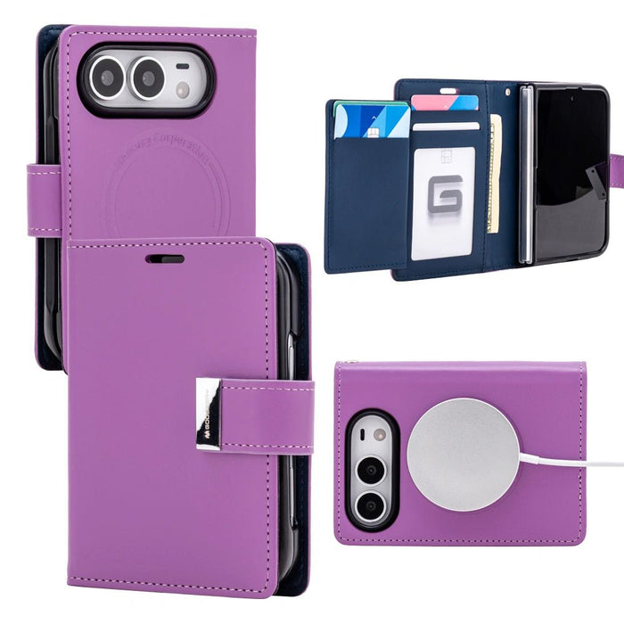 Mercury Rich Diary magnetic ring case for iPhone Duo in Purple