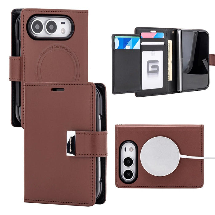 Mercury Rich Diary magnetic ring case for iPhone Duo in Brown