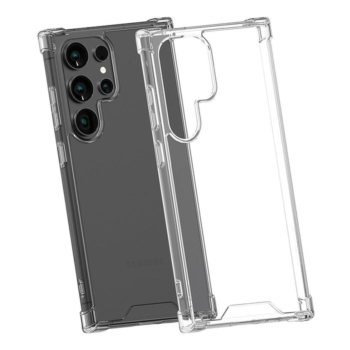 Mercury Super Protect Samsung Galaxy S25 Ultra clear TPU case showing minimalist design with shock absorbing construction and precise cutouts