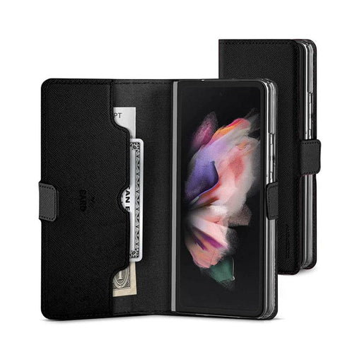 Mercury Goospery Premium Wallet Case for Samsung Galaxy Z Fold 5 – Black Leather Front View