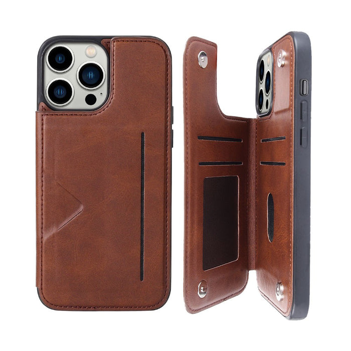 Hanman Back Flip Leather Wallet Shockproof Cover Case for iPhone 15 Pro Max