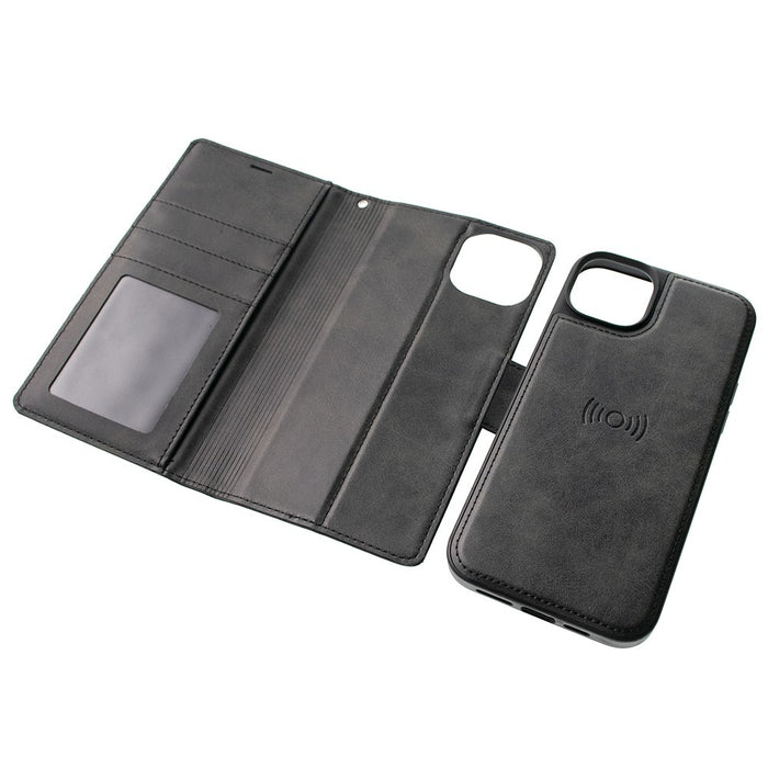 Hanman 2 in 1 Detachable Magnetic Flip Leather Wallet Cover Case for iPhone 15 Pro Max