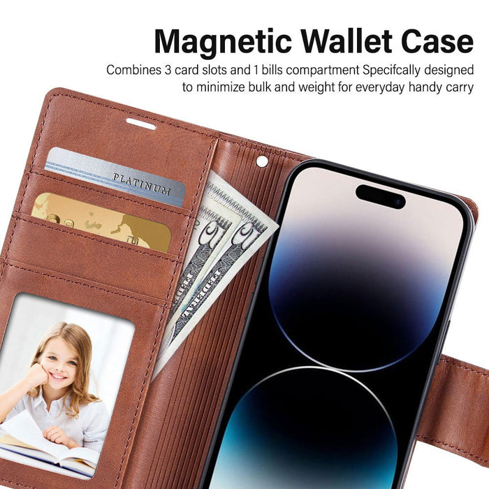 Hanman 2 in 1 Detachable Magnetic Flip Leather Wallet Cover Case for iPhone 15 Pro