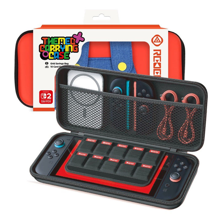 Nintendo Switch 2 hard shell carrying case showing premium EVA construction with double zipper and compact travel design