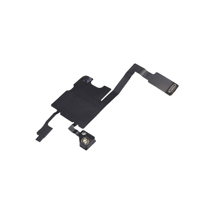 OEM PULL-A grade iPhone 14 Pro Max sensor and flash module replacement parts laid out showing proximity sensor flex cable and camera flash assembly available from Forest Lake Brisbane mobile repair specialists