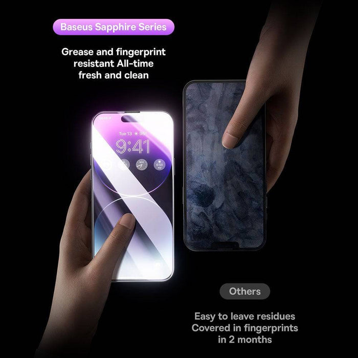 Baseus Sapphire Series Privacy Tempered Glass Screen Protector with Dust Filter iPhone 13 Pro Max / 14 Plus - 28° Anti - Peep | JPC Mobile Accessories - JPC MOBILE ACCESSORIES