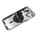 Professional iPhone 13 Pro Max white back glass replacement part with pre-installed camera lens frame and SIM tray