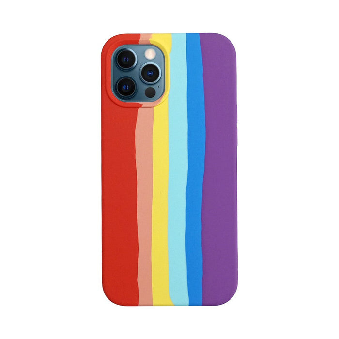 Rainbow Liquid Silicone Case Cover for iPhone 12 Pro Max (6.7'')