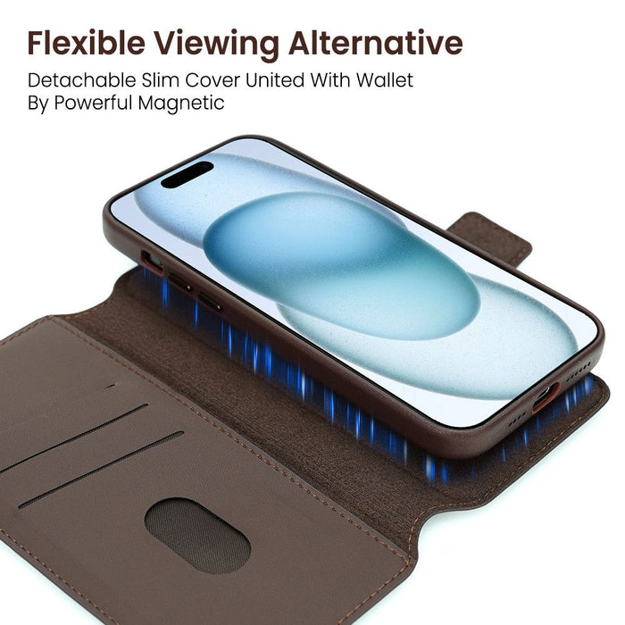REDEFINE Folio Urbain Leather Detachable Wallet Magnetic Case for iPhone 15 Plus