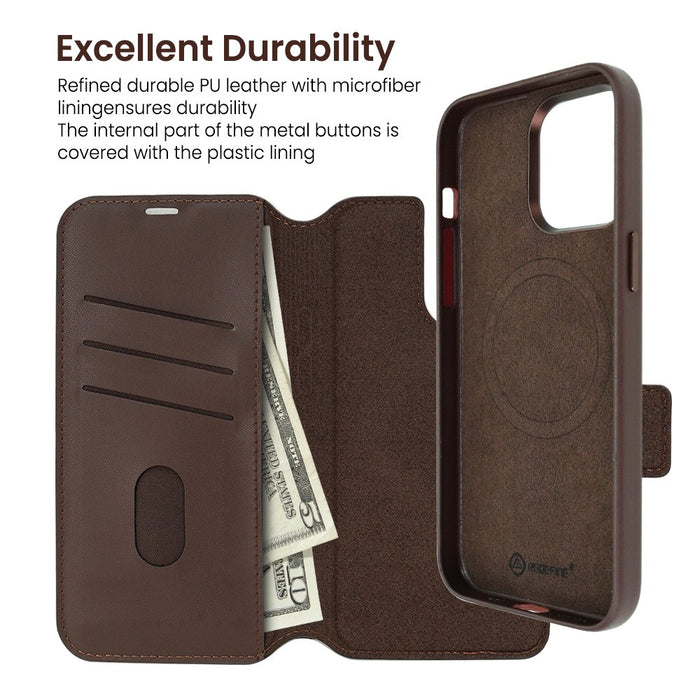 REDEFINE Folio Urbain Leather Detachable Wallet Magnetic Case for iPhone 15