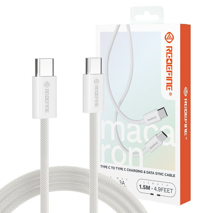 REDEFINE 60W USB-C to Type-C fast charging cable white nylon braided 1.5M for iPhone 15 16 17 with retail box Brisbane Australia