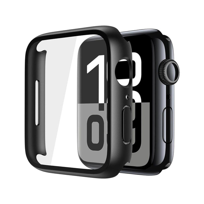 Re-Define black hard PC case with tempered glass screen protector for Apple Watch Series 10 42mm