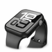 Illustrative angled view of black 46mm Apple Watch case and glass cover; watch and band not included