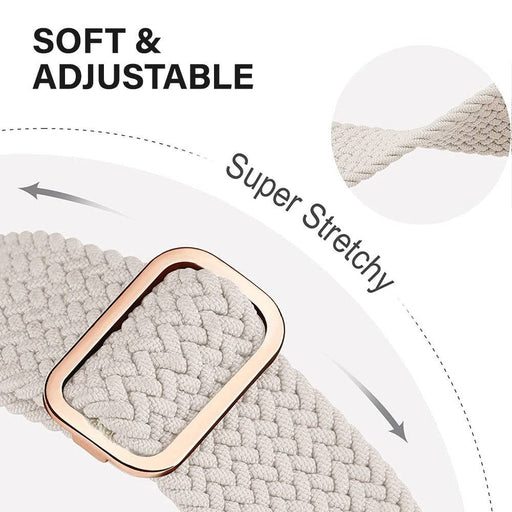 Adjustable buckle detail on white REDEFINE braided nylon Apple Watch band